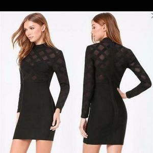 NWT Women's Bebe Mesh Cross Mock body Con Dress